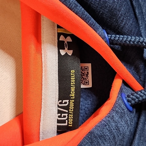 Under armour blue with orange hoodie sweatshirt size large - Picture 2 of 5